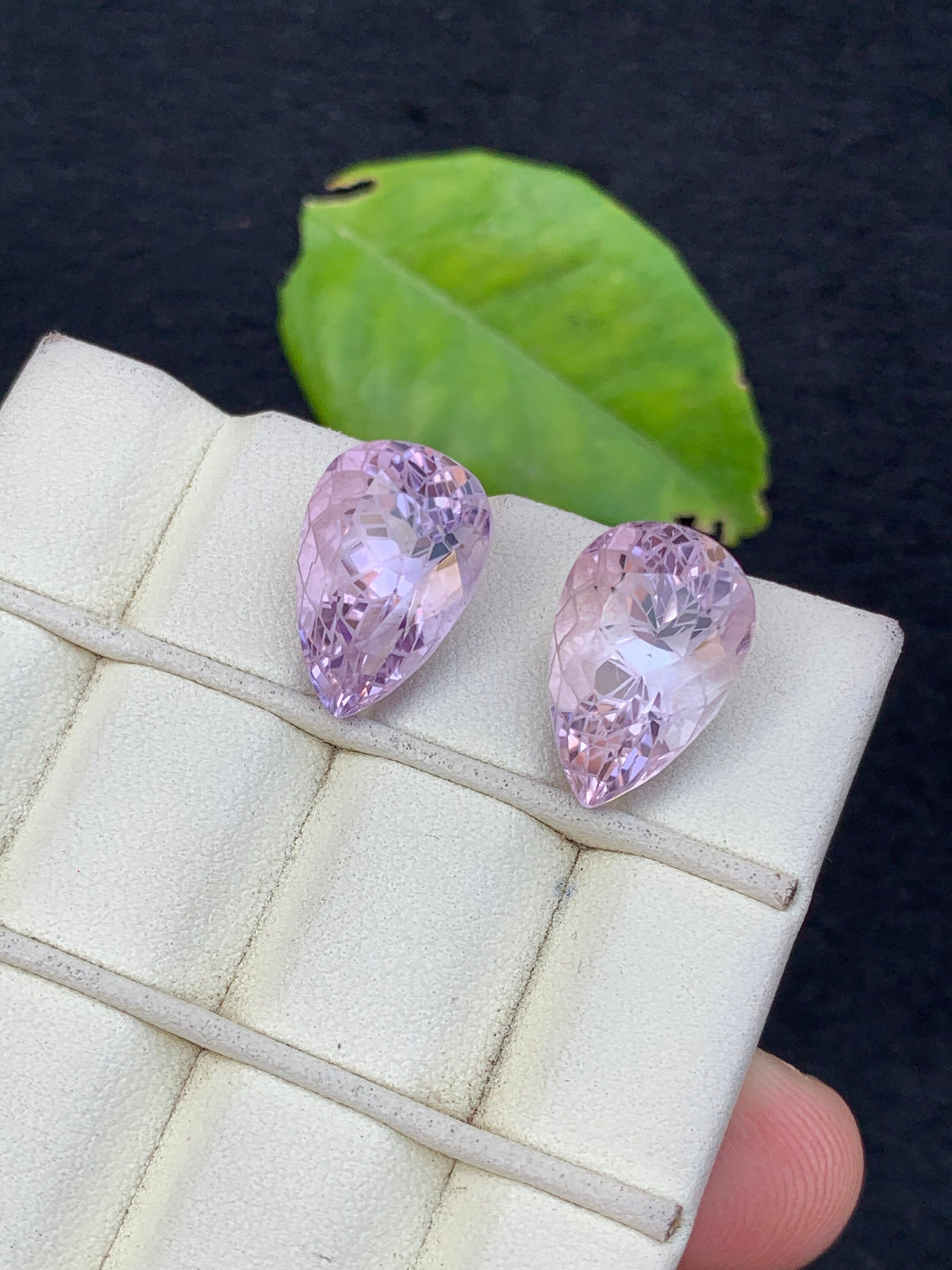 Lavender Pink Amethyst Gemstone Pair: Pear Cut Stone, 19.80 CT