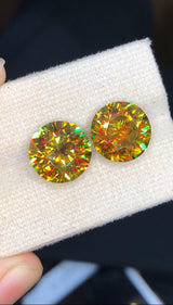 Full Fire Sphene Gemstone Pair: 11.80 ct Natural Titanite, August Birthstone