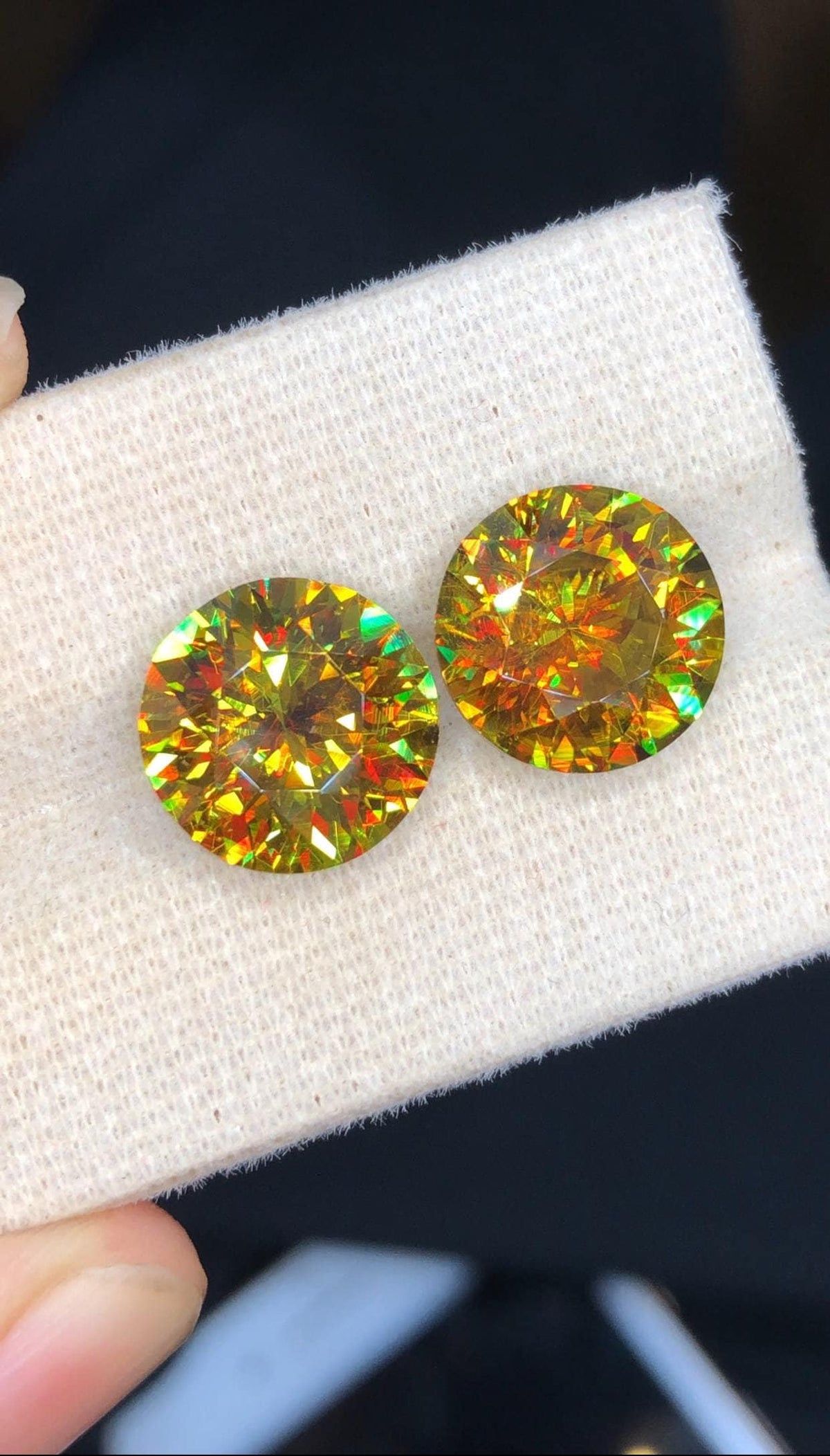 Full Fire Sphene Gemstone Pair: 11.80 ct Natural Titanite, August Birthstone
