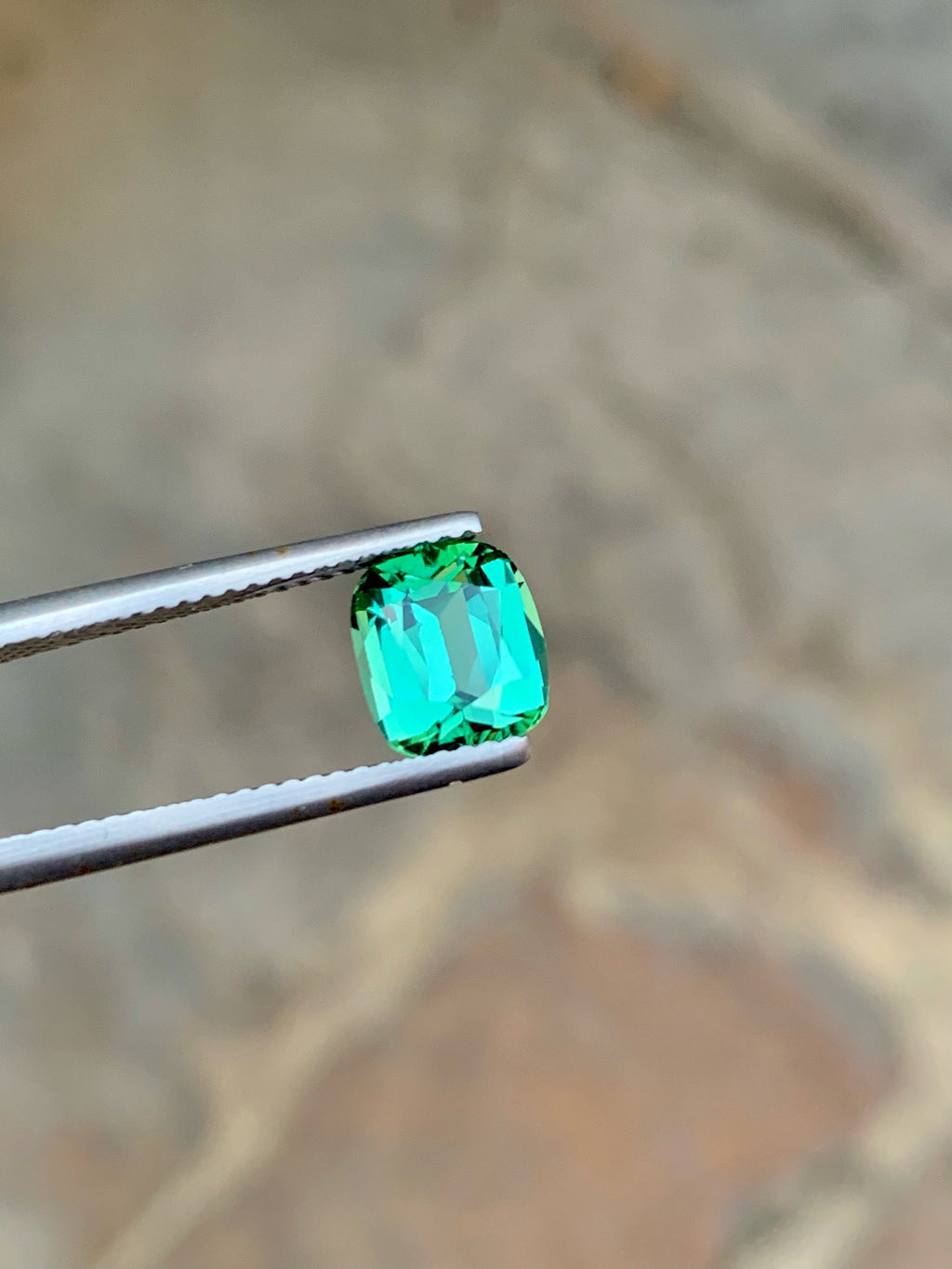 2 CT Bluish Green Tourmaline Gemstone: Cushion Cut, Afghanistan
