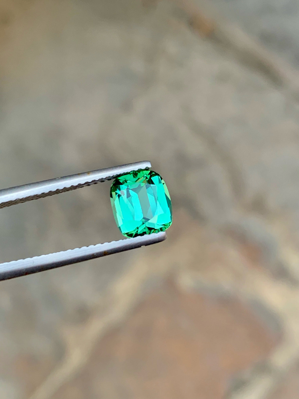 2 CT Bluish Green Tourmaline Gemstone: Cushion Cut, Afghanistan