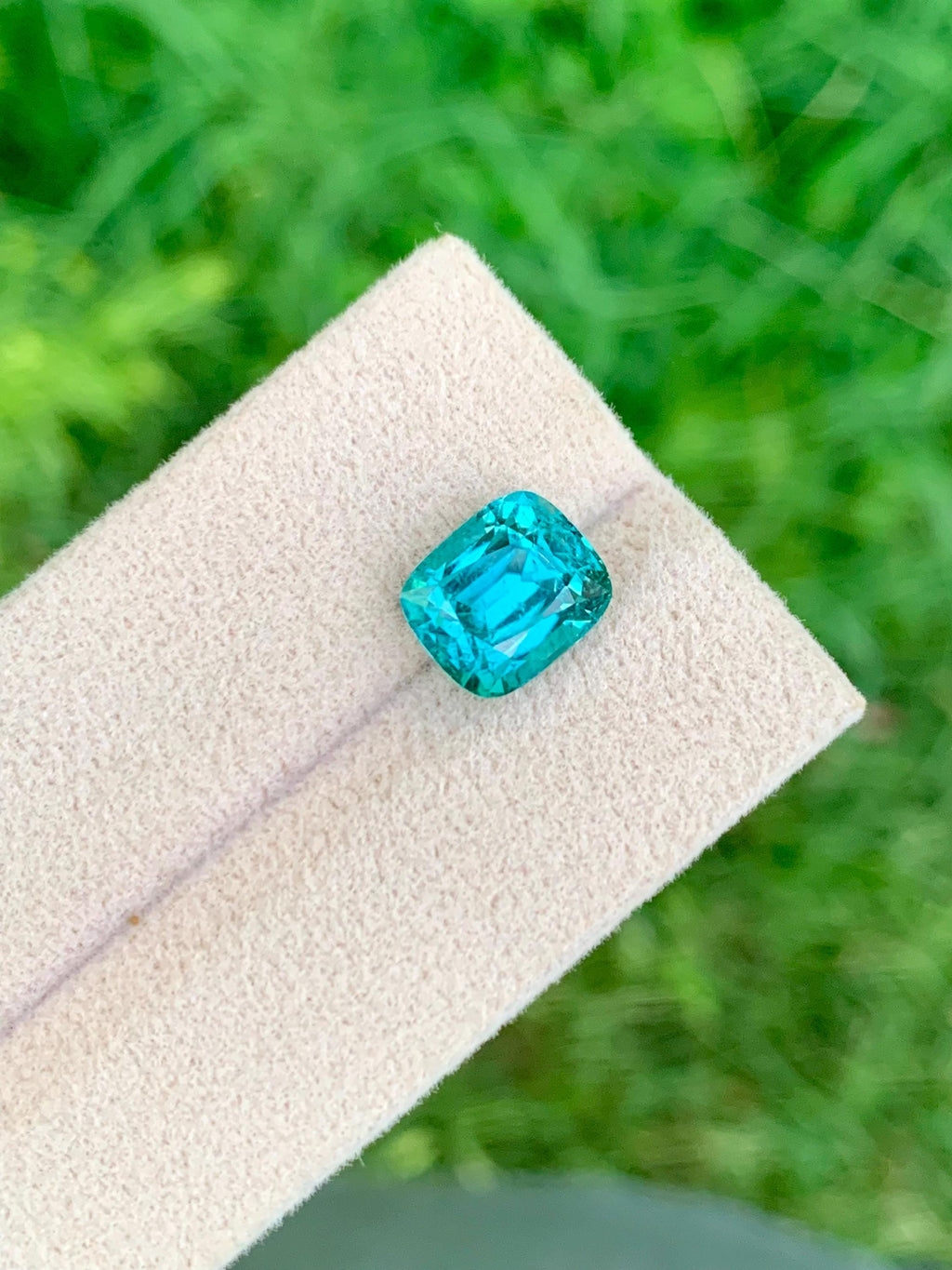 Lagoon Blue Tourmaline Gemstone: Cushion Cut October Birthstone, 3.95 CT
