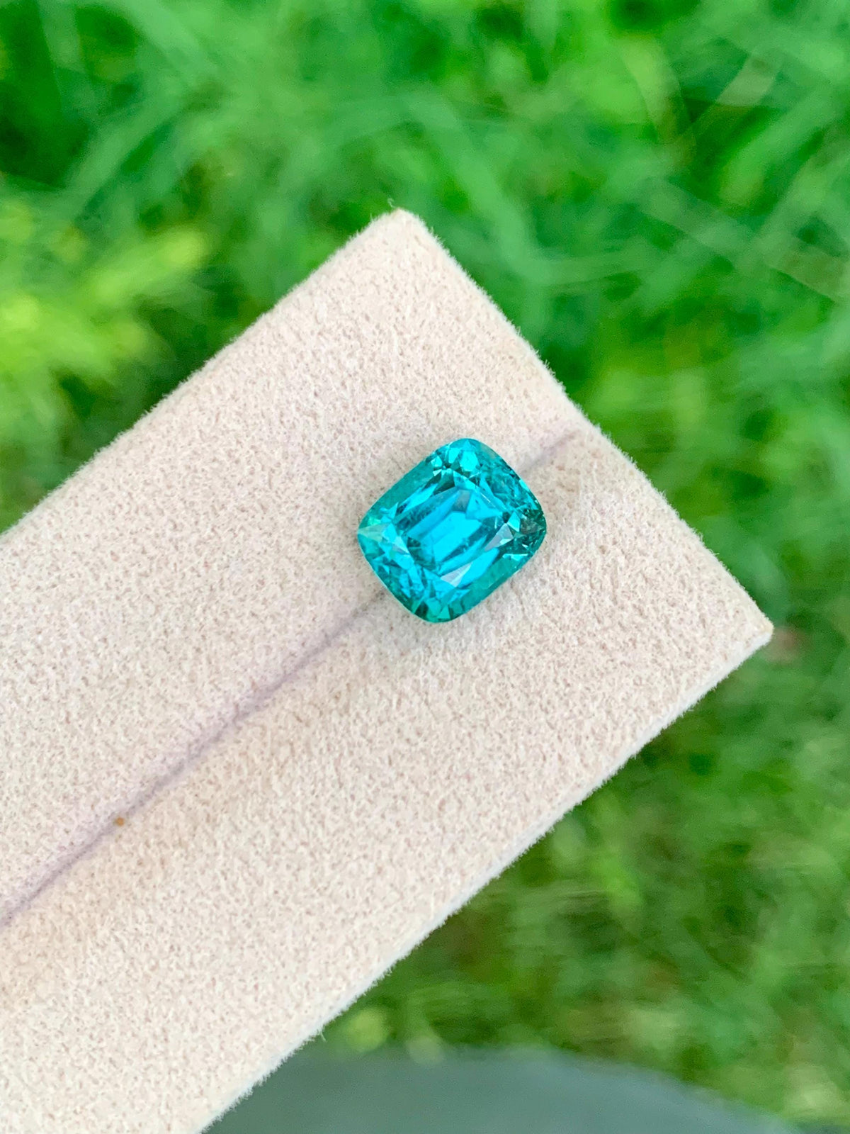 Lagoon Blue Tourmaline Gemstone: Cushion Cut October Birthstone, 3.95 CT