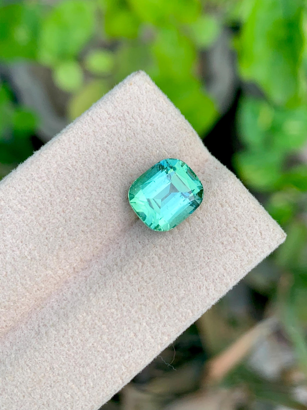 4 CT Bluish Green Tourmaline Gemstone: Cushion Cut, Afghanistan