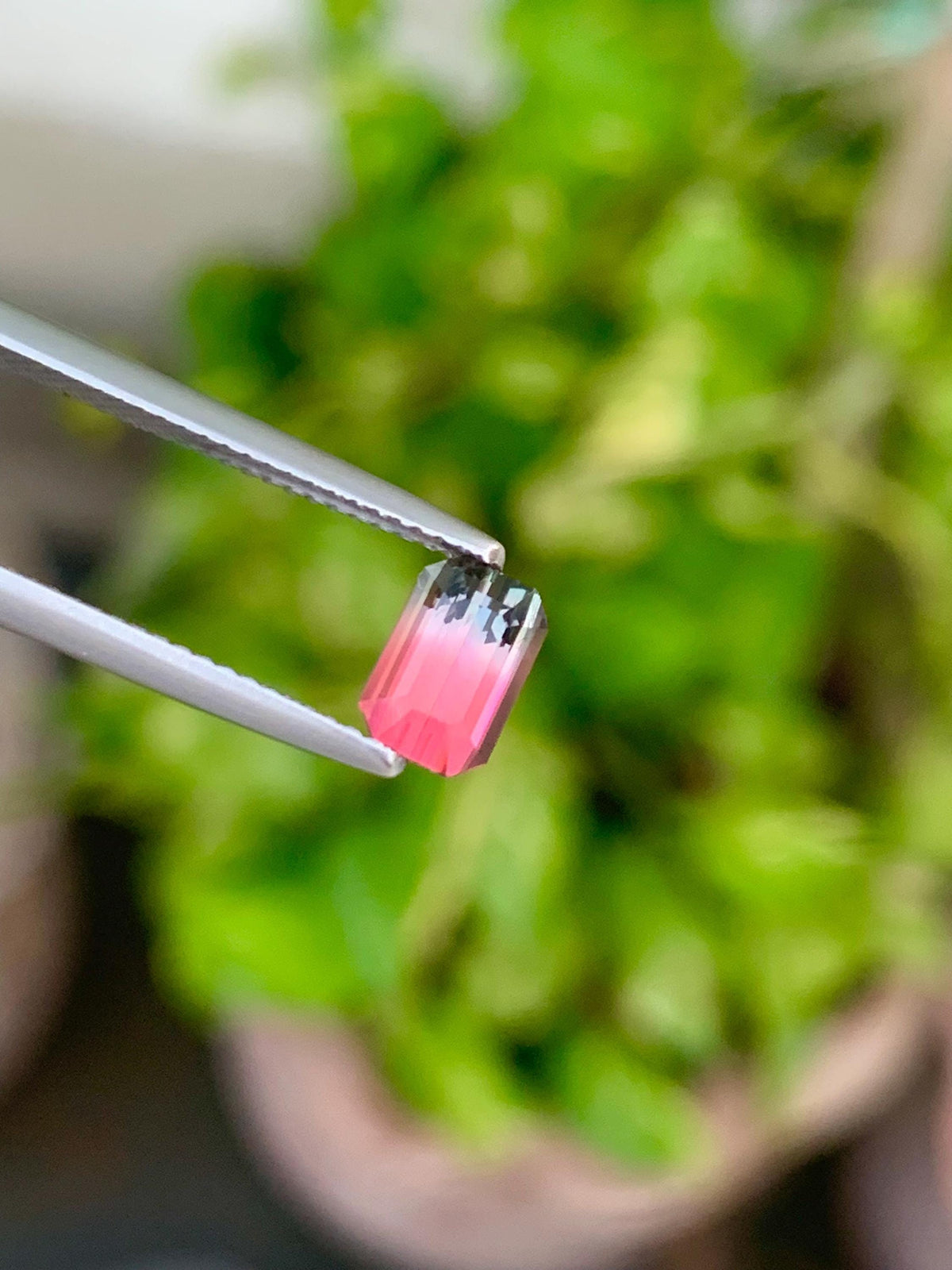 Emerald-Cut Bi-Color Tourmaline Gemstone: Pink Jewelry Stone, 1.15 CT