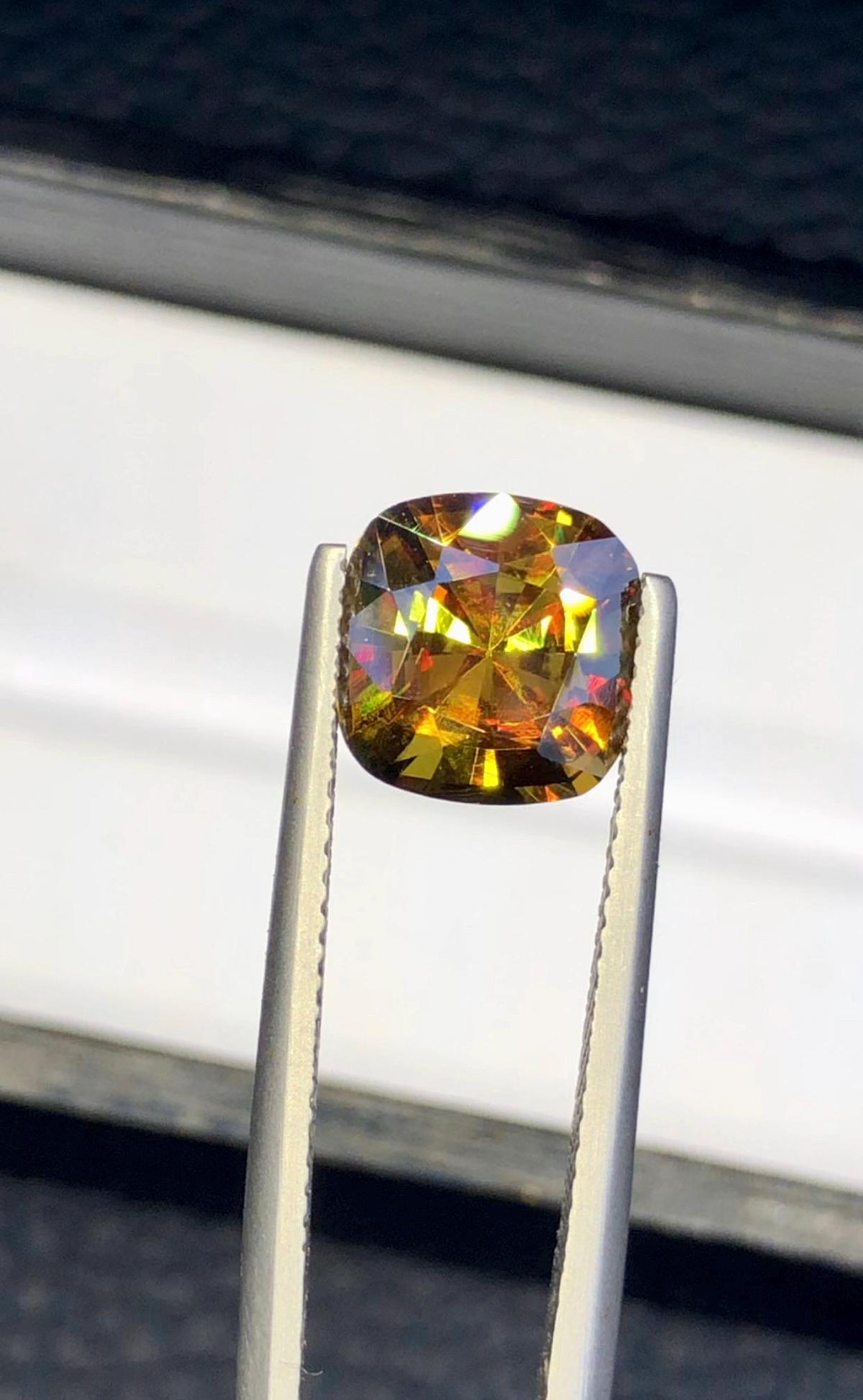 3.50 CT Cushion Cut Sphene Gemstone: Yellow/Red/Orange Titanite
