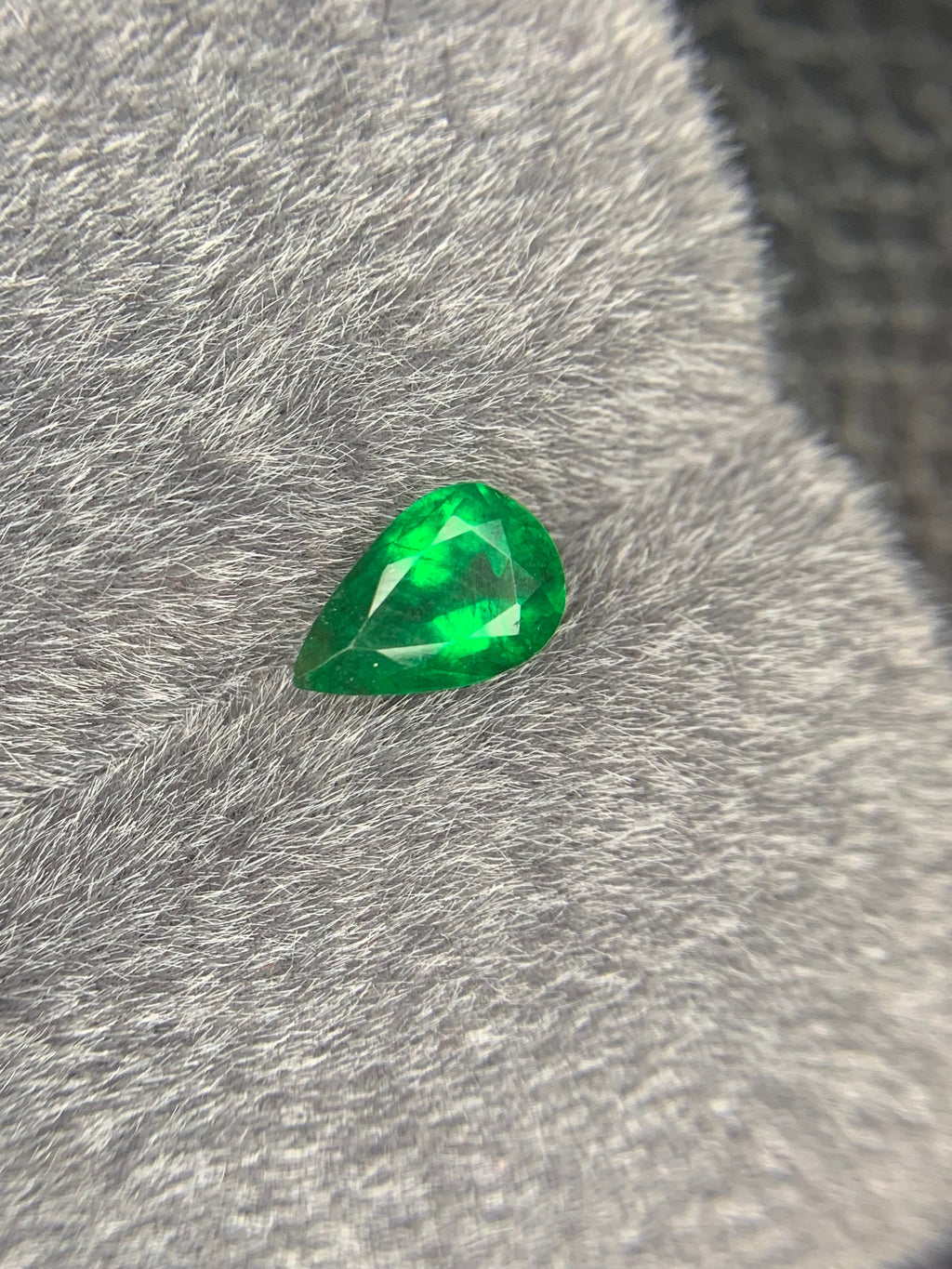 Zambia Emerald Gemstone: 1.57 CT Pear Cut, Vivid Green
