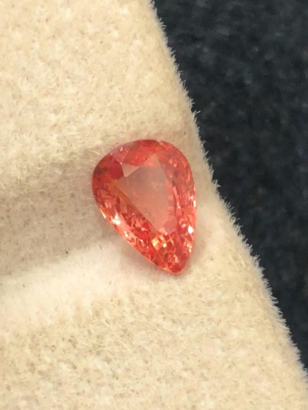 Padparadscha Sapphire 1.07ct Pear Cut – Elegant Peach-Pink Sparkle (GRS Certified)