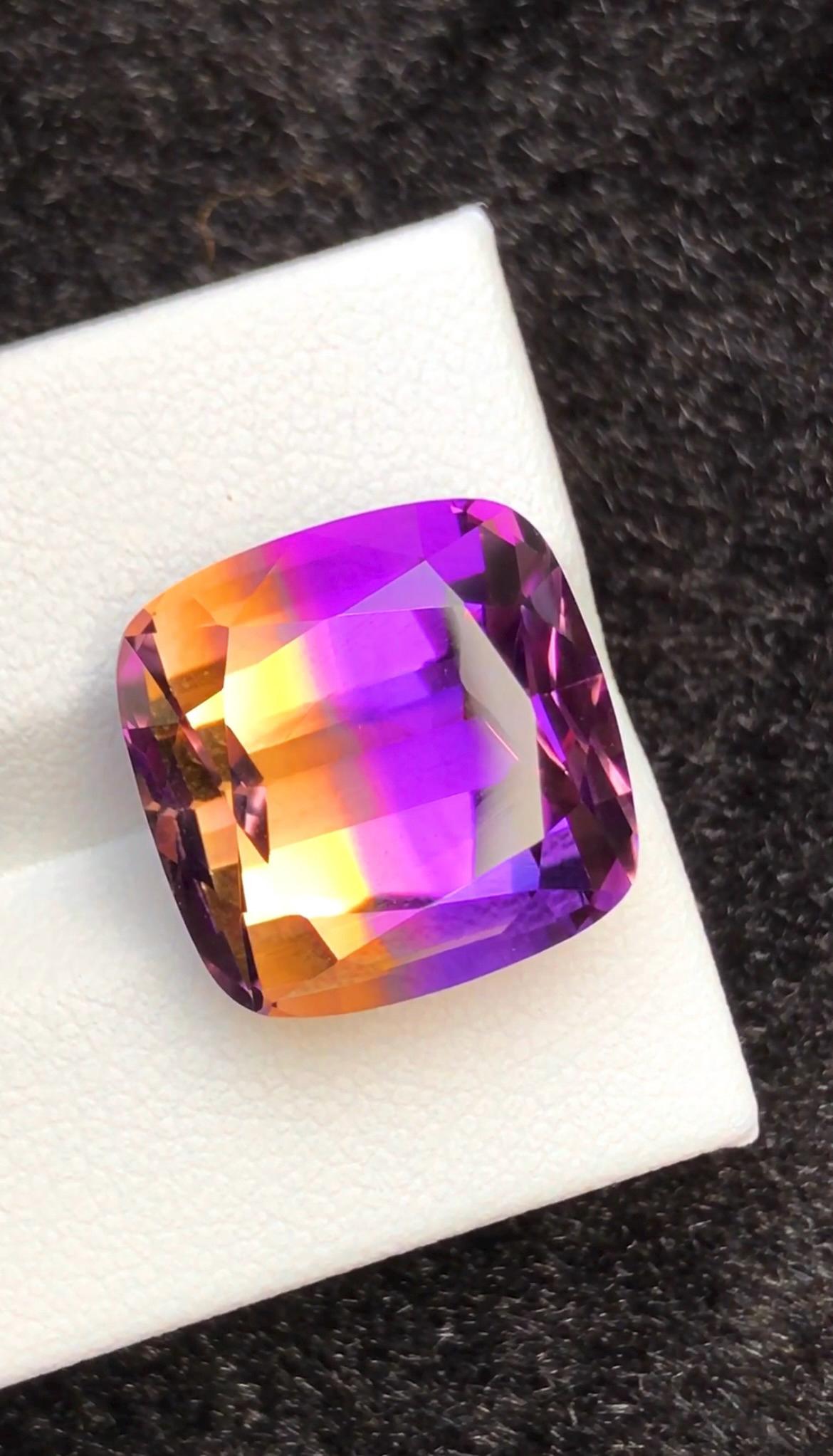 Bi-Color Ametrine 16.45 Ct Cushion Cut – Gemstone from Brazil