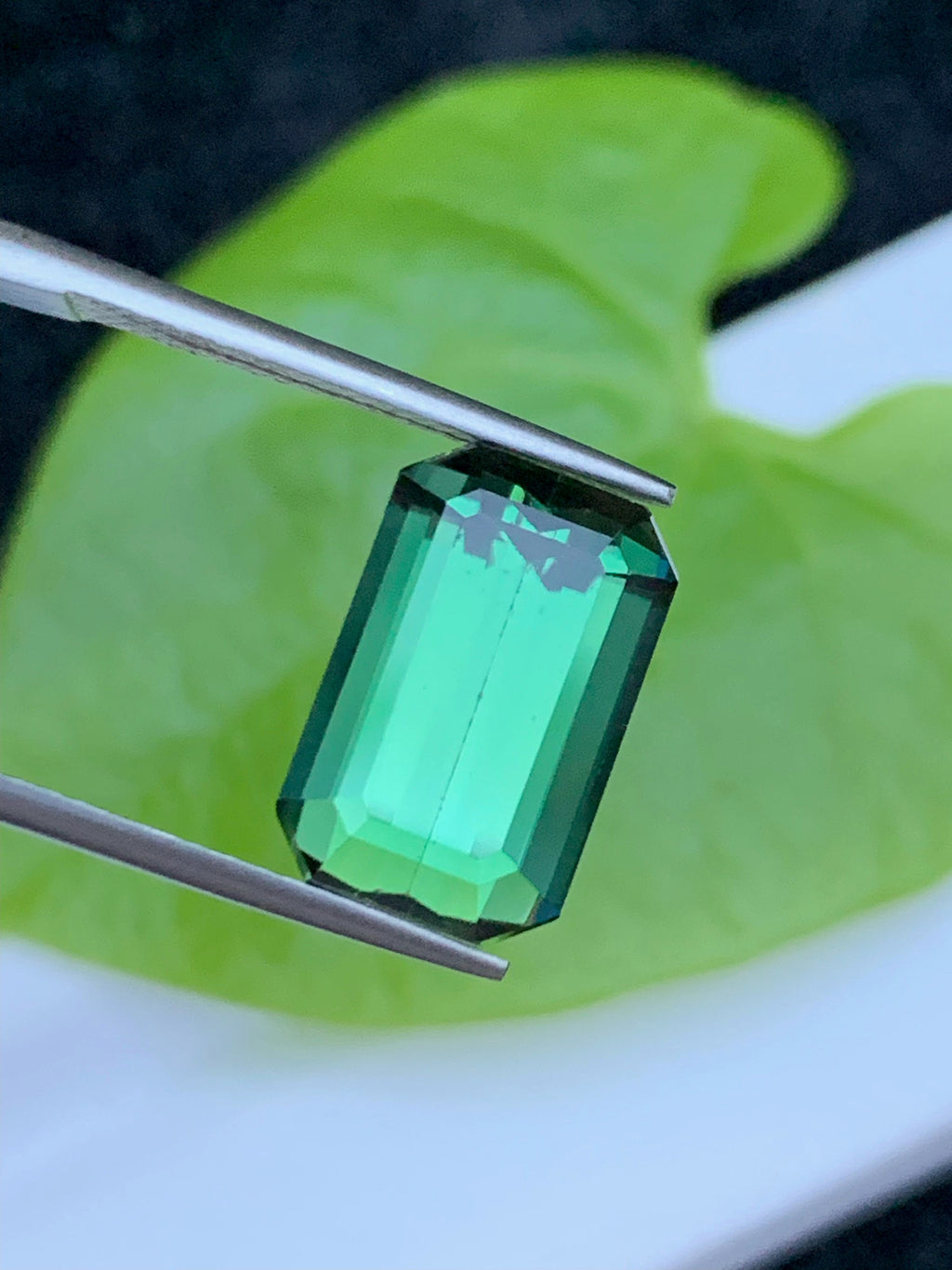 Emerald Cut Bluish Green Tourmaline Gemstone: Natural Elbaite Stone, 5.90 CT