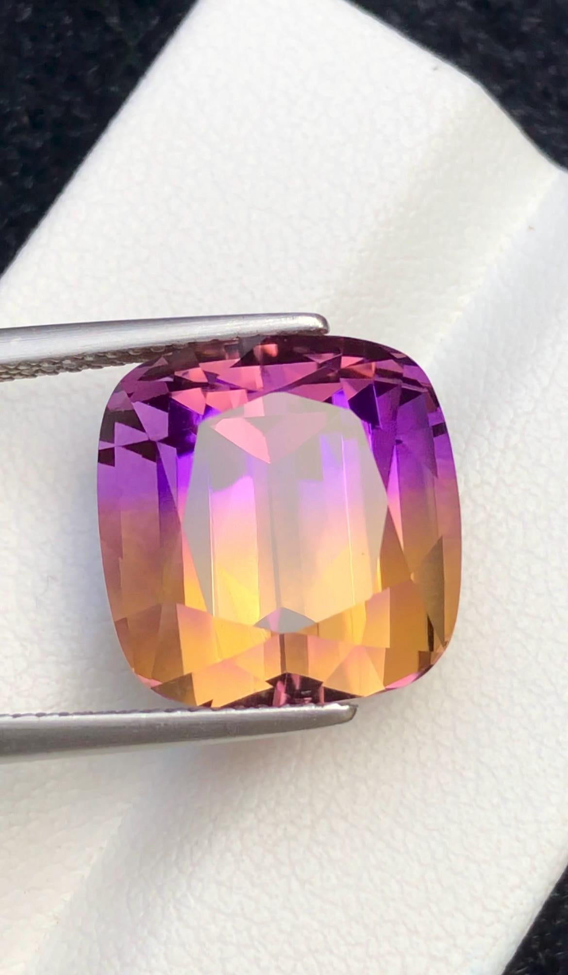 Bi-Color Ametrine 13.90 ct Cushion Cut – Gemstone from Brazil