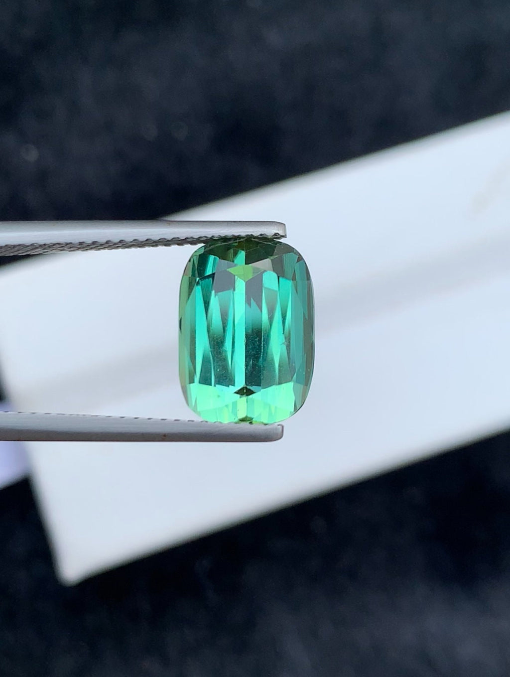 6.35 CT Mint Green Tourmaline Gemstone: Cushion Cut, VVS Clarity