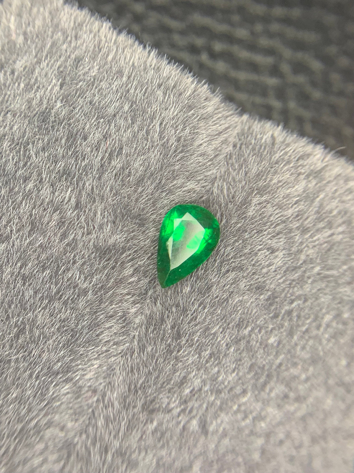 Zambia Emerald Gemstone: 1.57 CT Pear Cut, Vivid Green