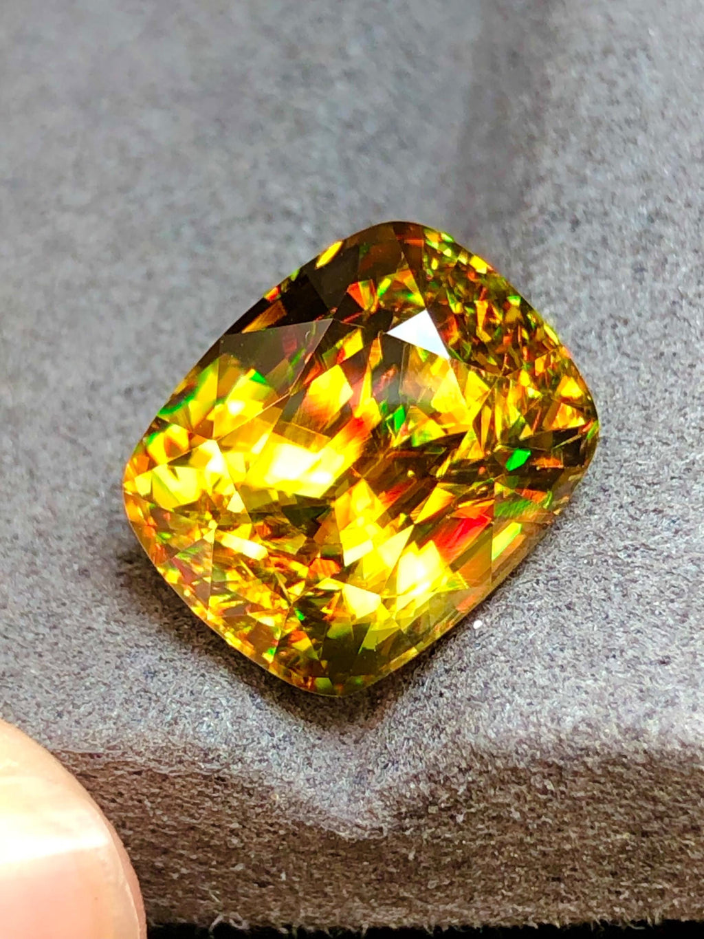 Primum Quality  Cushion Cut Sphene Gemstone: Greenish Yellow Titanite, August Birthstone