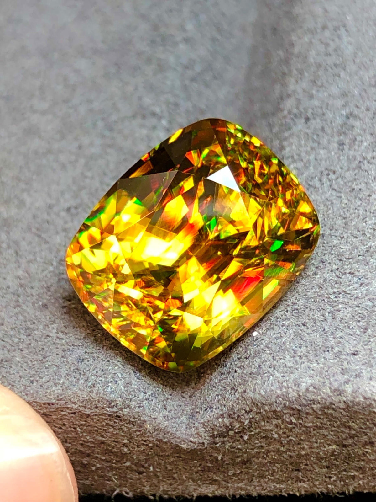 Primum Quality  Cushion Cut Sphene Gemstone: Greenish Yellow Titanite, August Birthstone