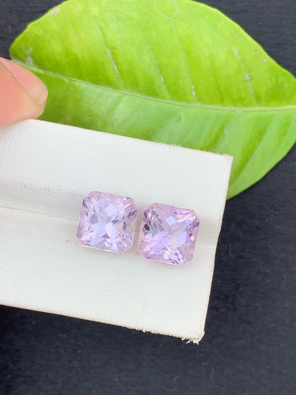 Zambian Amethyst Stone Pair: 10.25 CTS, Square Asscher Cut