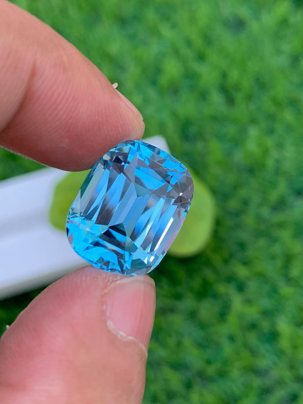20.00 CT Swiss Blue Topaz Gemstone: Cushion Cut, Flawless