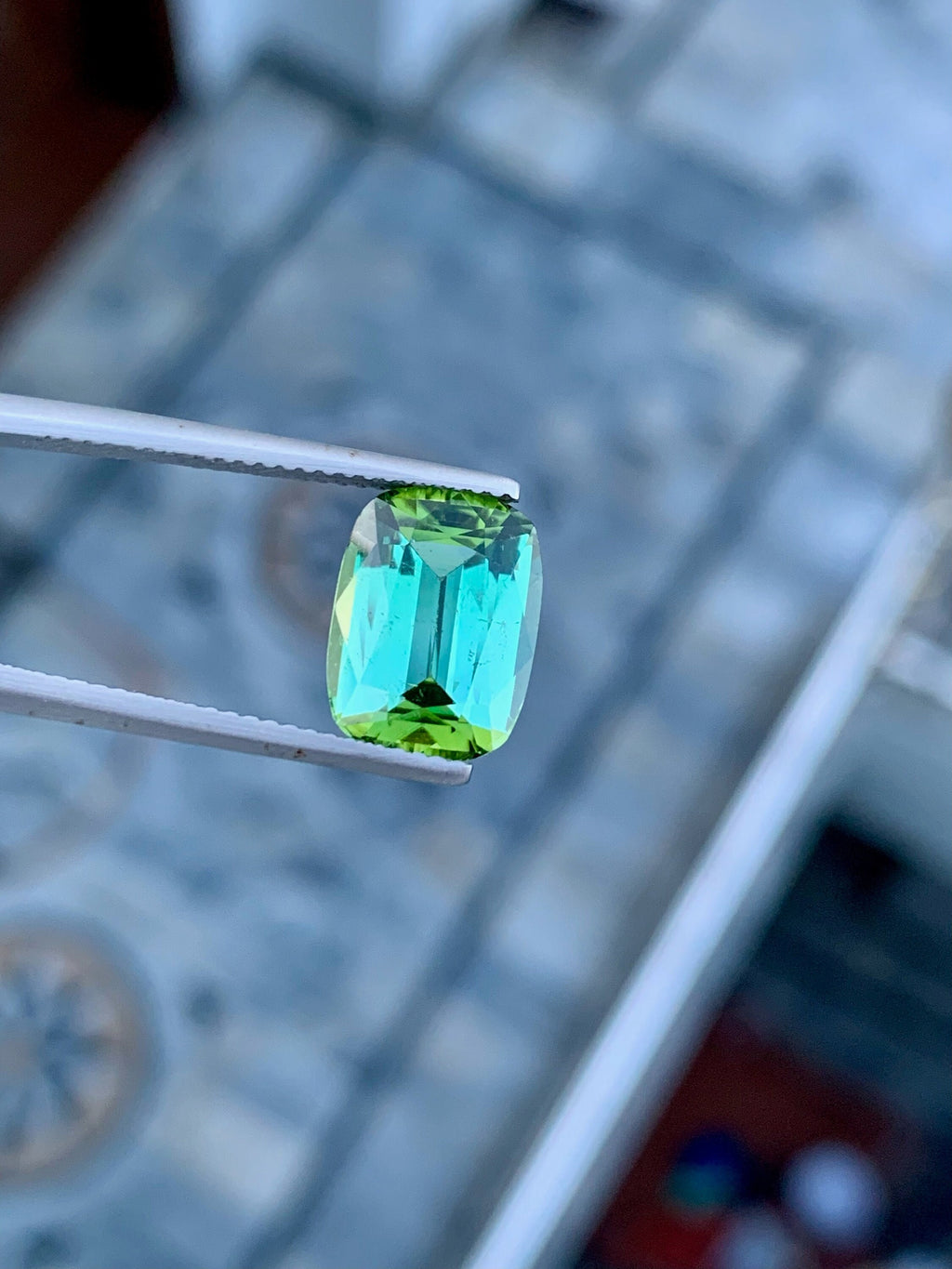 Natural Blue Green Tourmaline Gemstone For Ring Making , Cushion Cut Tourmaline Stone , 4.60 CT
