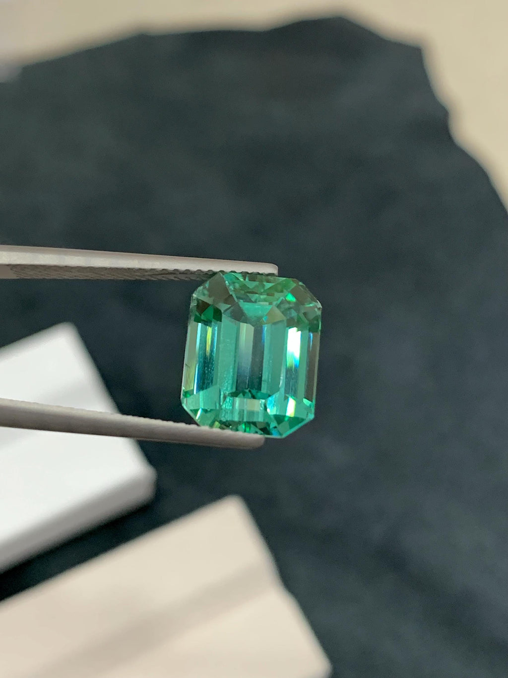 Hiddenite Carat Octagonal Emerald Cut 8.75 Green Kunzite from Afghanistan.