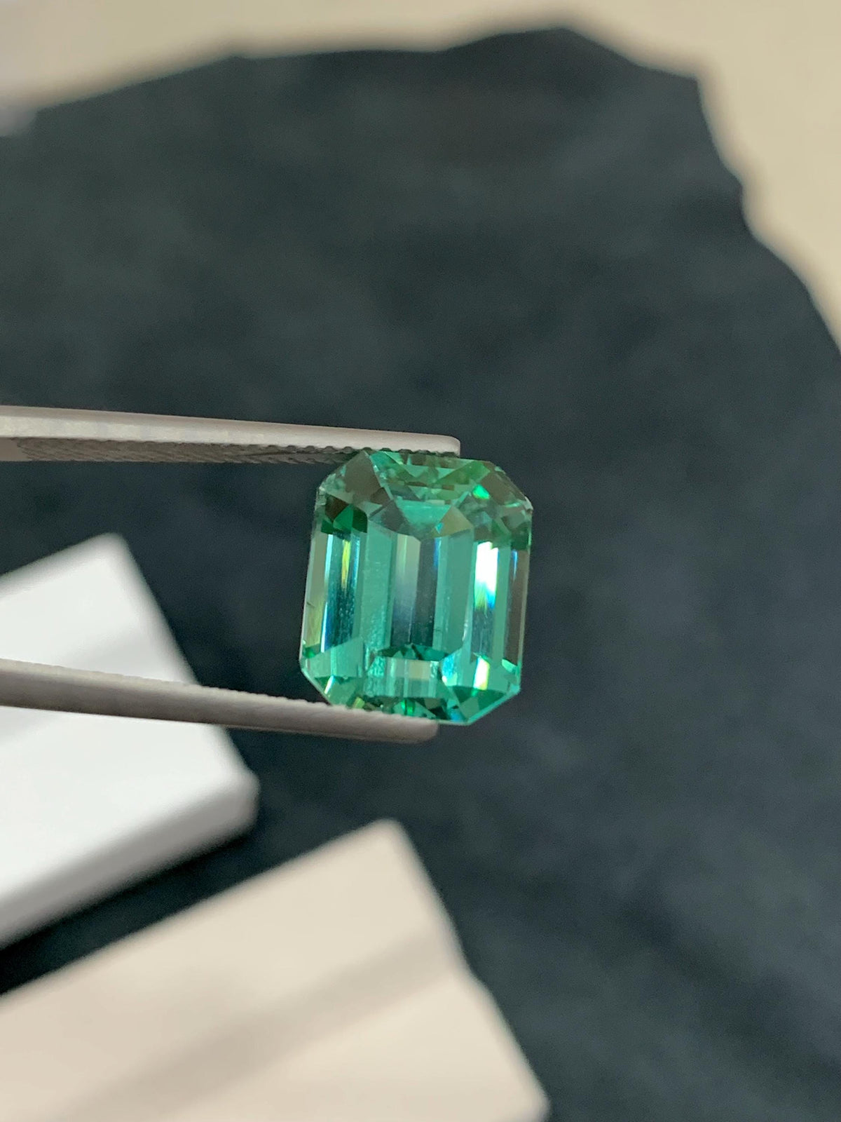 Hiddenite Carat Octagonal Emerald Cut 8.75 Green Kunzite from Afghanistan.
