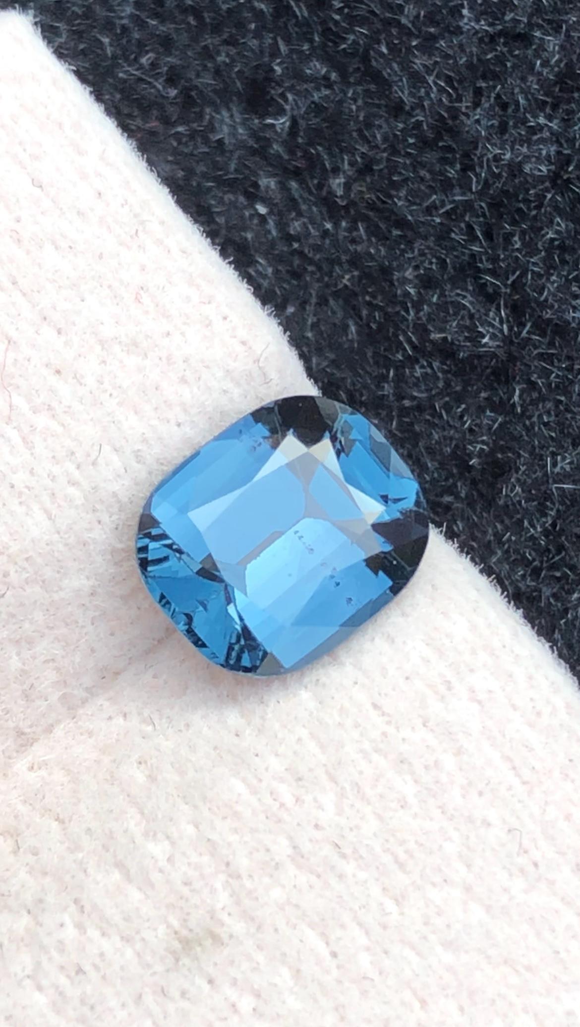 Cobalt Spinel 1.55 ct Cushion Cut Blue Gemstone From  Tanzanian With Certificate