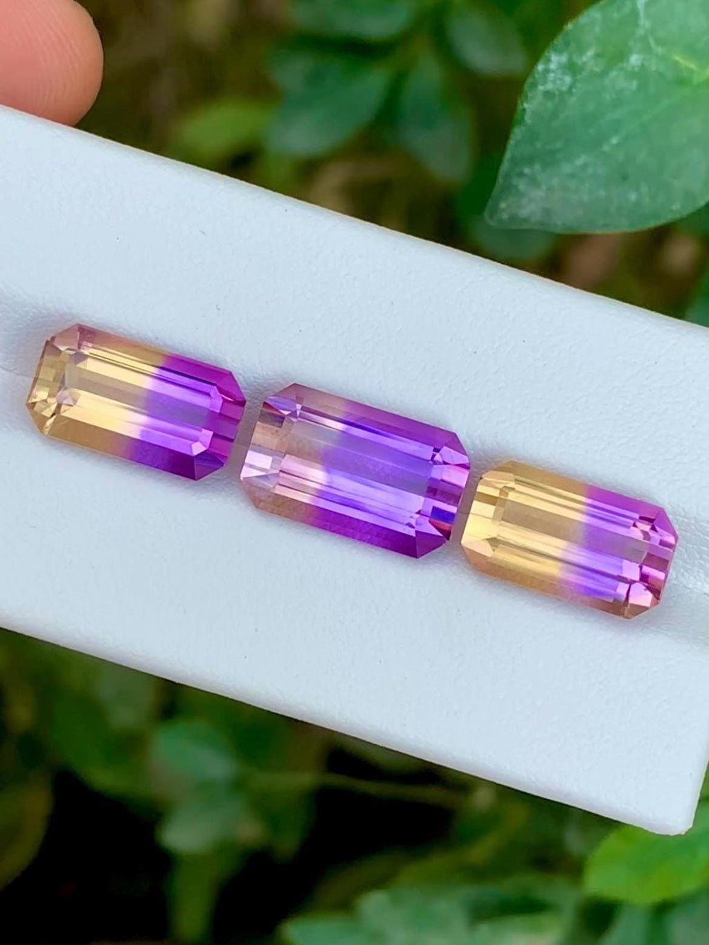 Ametrine 16.55ct Set • Matched Pair & Center Stone • Emerald Octagonal Cut Brazil