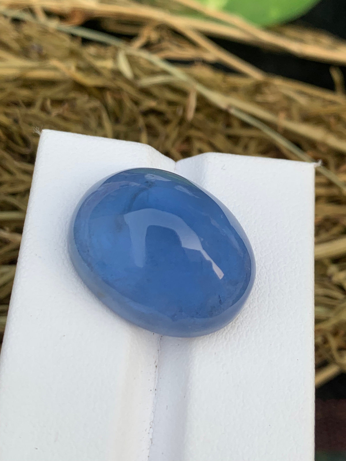 Deep Blue Aquamarine Cabochon: Oval Gemstone, March Birthstone (34.35 Carat)