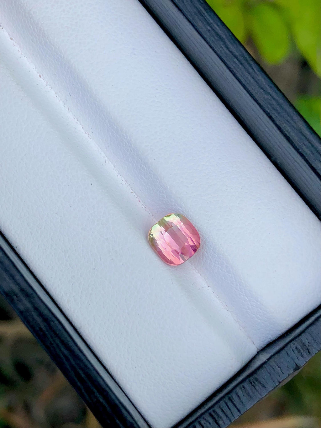 1.75 CT Bi-Color Tourmaline Gemstone: Cushion Cut, Flamingo Pink/Harvest Gold