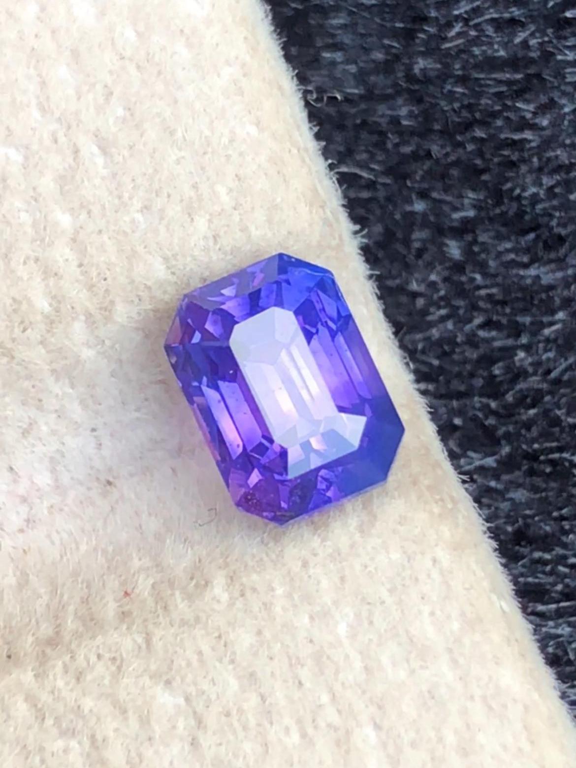 Royal Purple-Blue Sapphire 1.58ct Emerald Cut • Sri Lanka