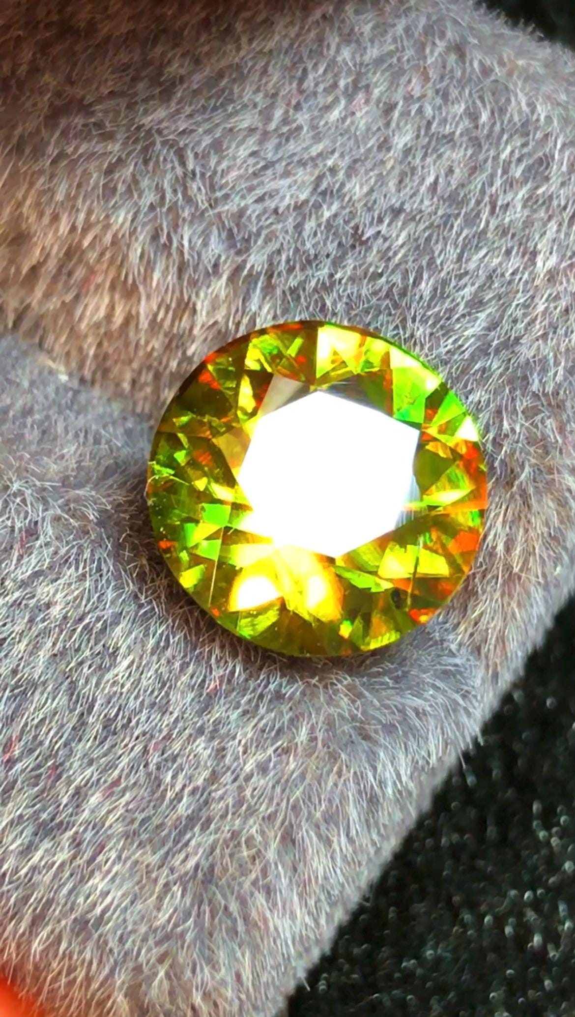 Green Sphene 4.20 ct Round Cut Green Gemstone from Skardu Pakistan