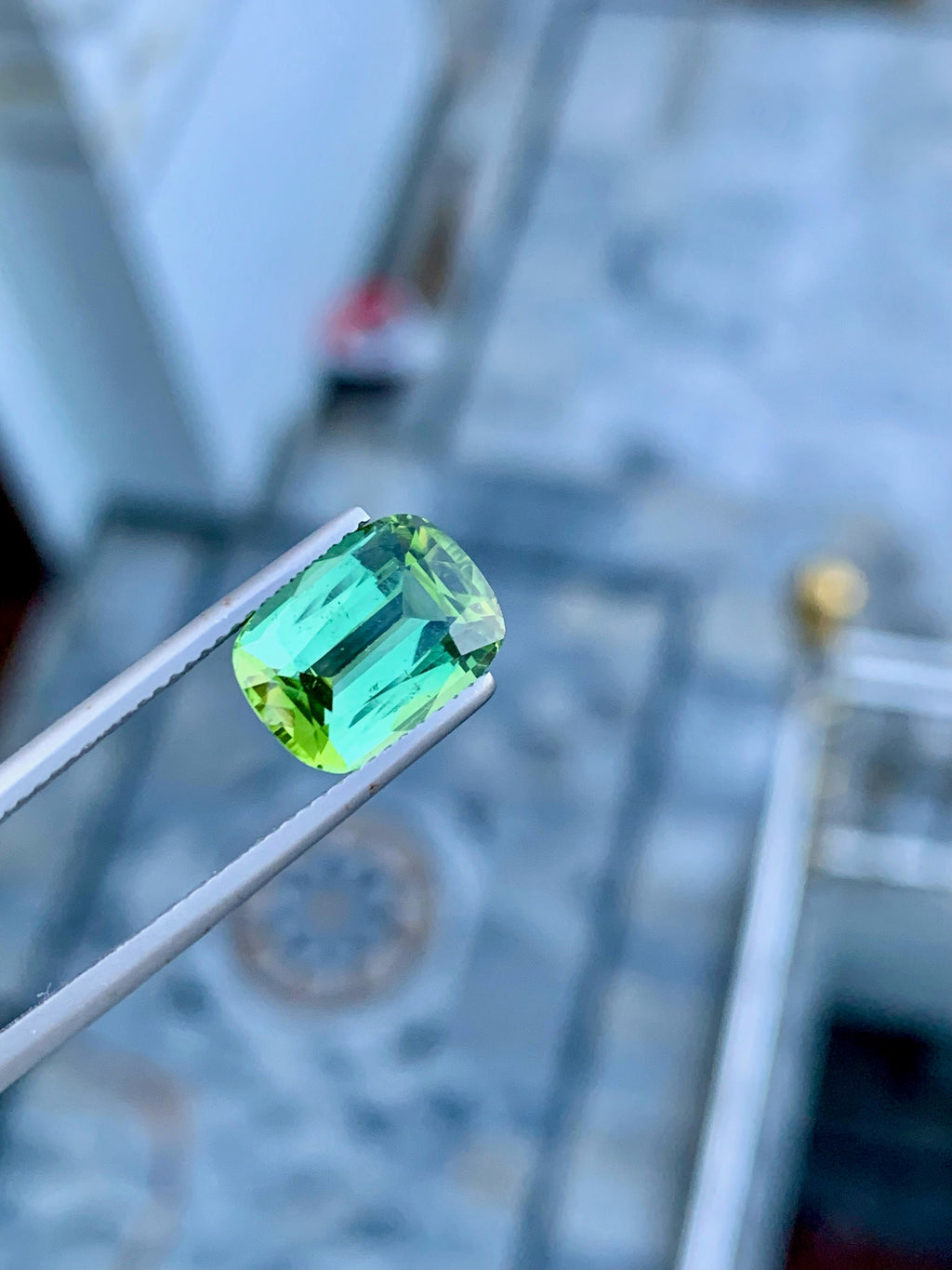 Natural Blue Green Tourmaline Gemstone For Ring Making , Cushion Cut Tourmaline Stone , 4.60 CT