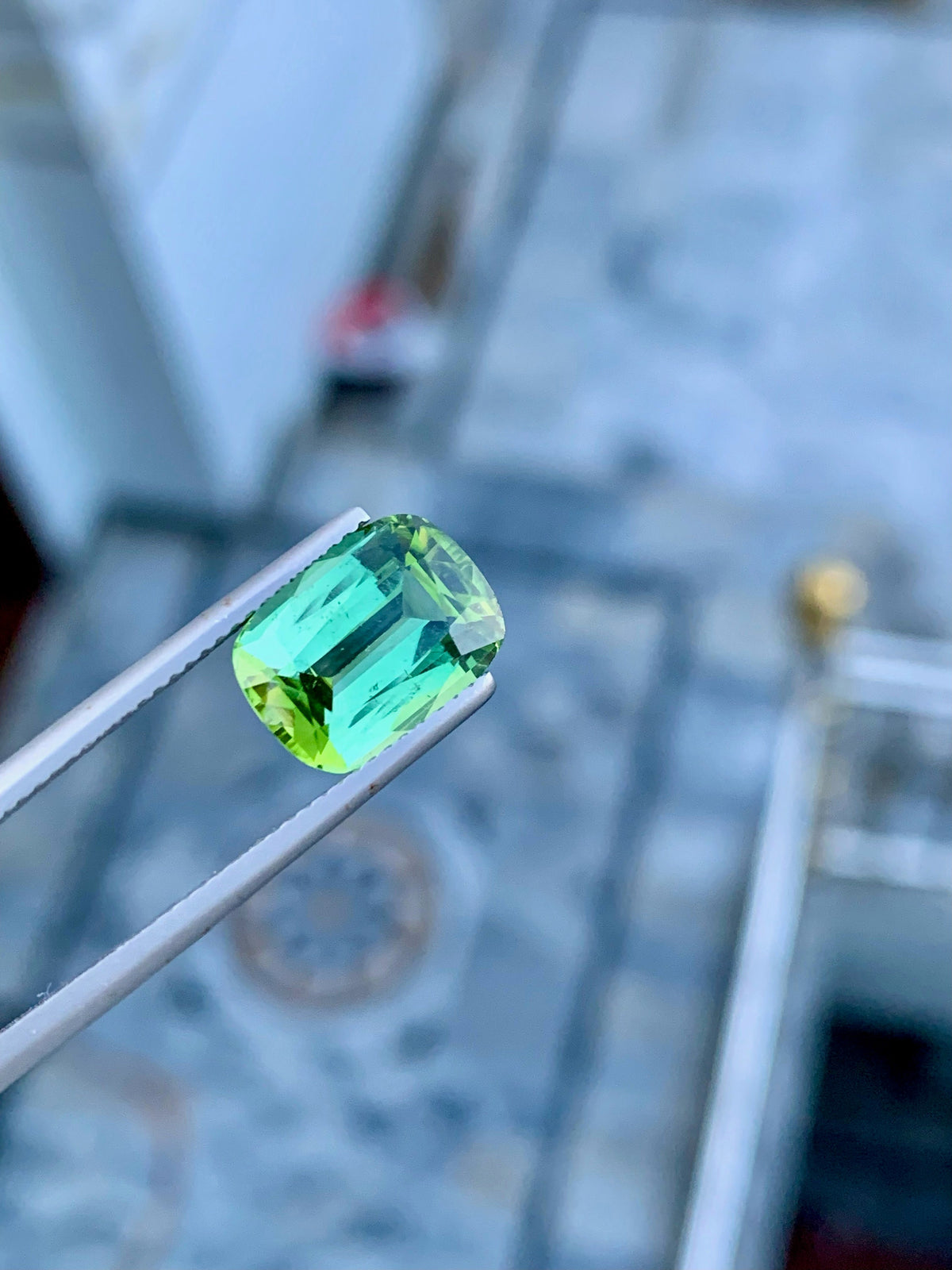Natural Blue Green Tourmaline Gemstone For Ring Making , Cushion Cut Tourmaline Stone , 4.60 CT