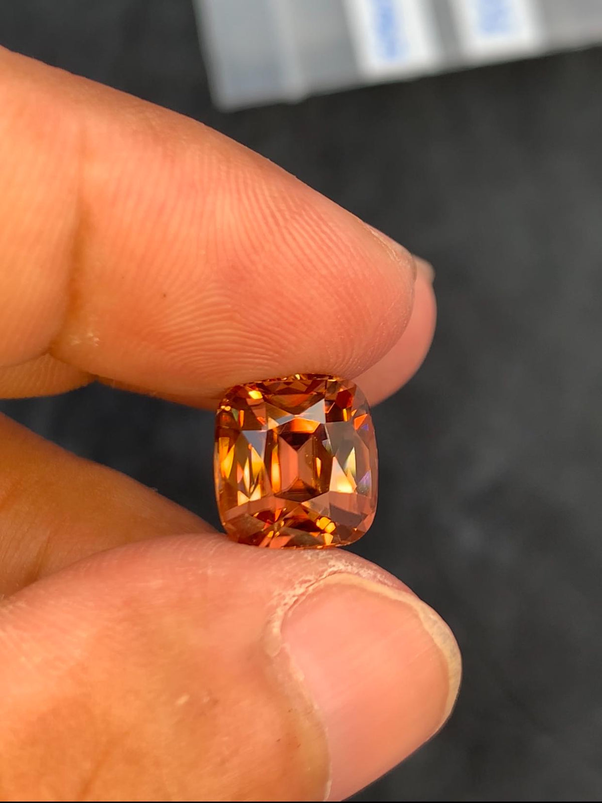 Orange Zircon 6.87ct Cushion Cut with Fire from Sri Lanka