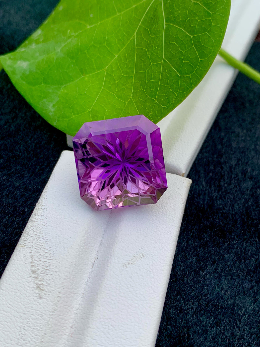 Square Precision Flower Cut Amethyst Loose Gemstone - 35.95 Carats