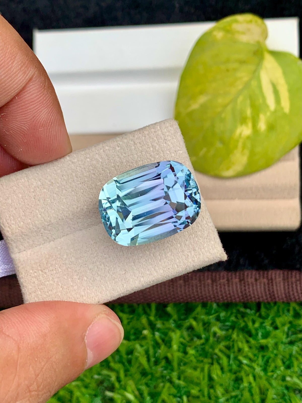 Aqua Kunzite Gemstone: 38.50 CT Cushion Cut, VVS Clarity