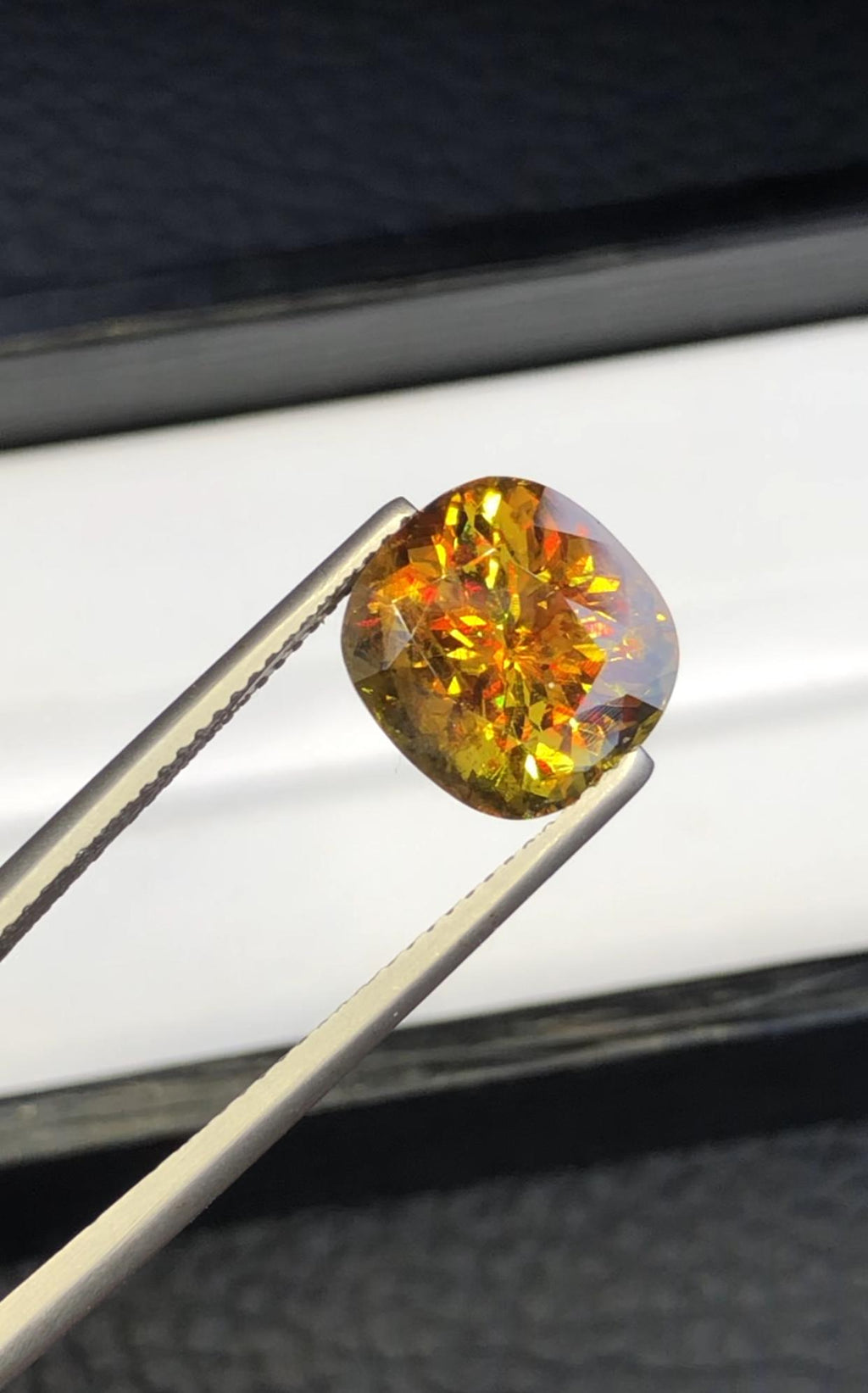 AAA Cushion Cut Sphene Gemstone: 5.65 Carats, Full Fire