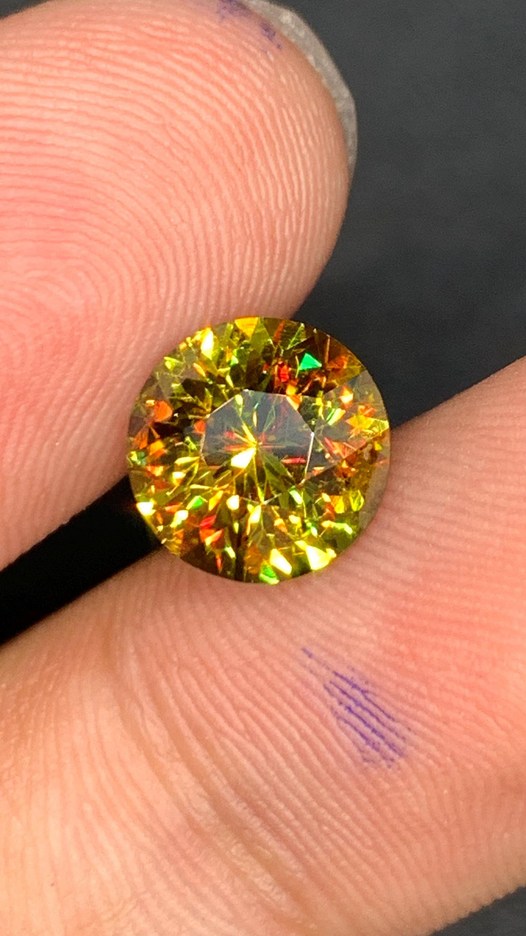 Faceted Sphene Gemstone 3.05 CT: Round Cut Titanite, Himalayan Origin