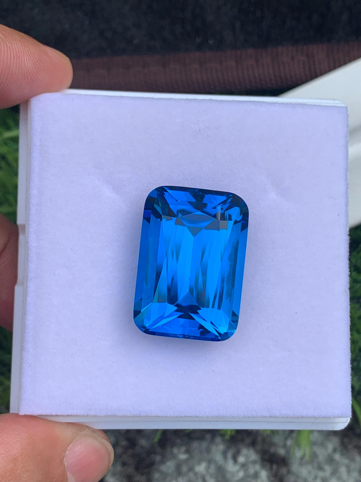 Electric Blue Topaz Gemstone: 49.50 CT Cushion Cut, Loupe Clean