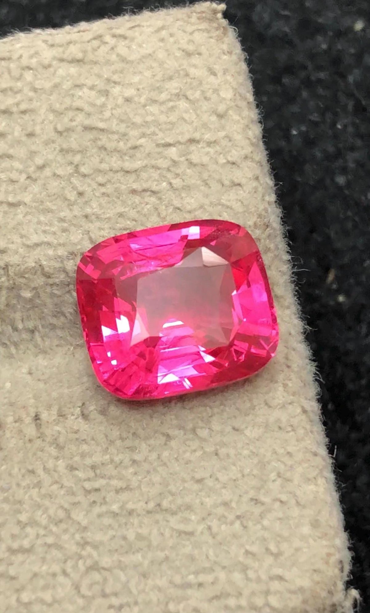 GRS certified Mahenge Spinel 2.58 carat Cushion Cut – Vivid Pink Sparkle