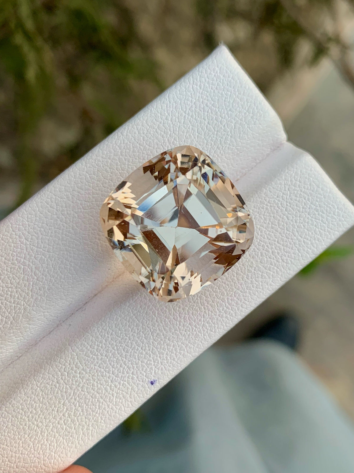 Unheated Imperial Topaz Gemstone: 38.30 CT VVS Cushion Cut