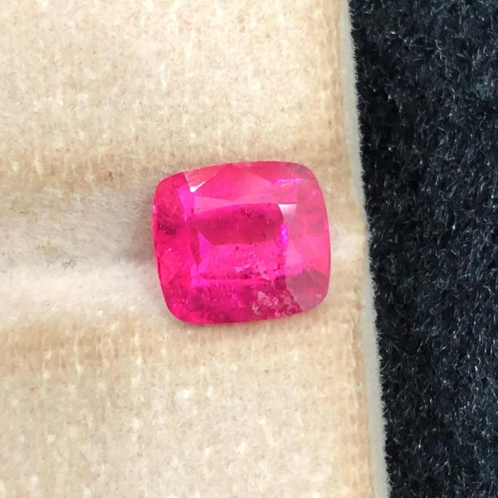 Rubellite Tourmaline 2.05ct Cushion Cut Gemstone Vivid Neon Pink from Afghanistan