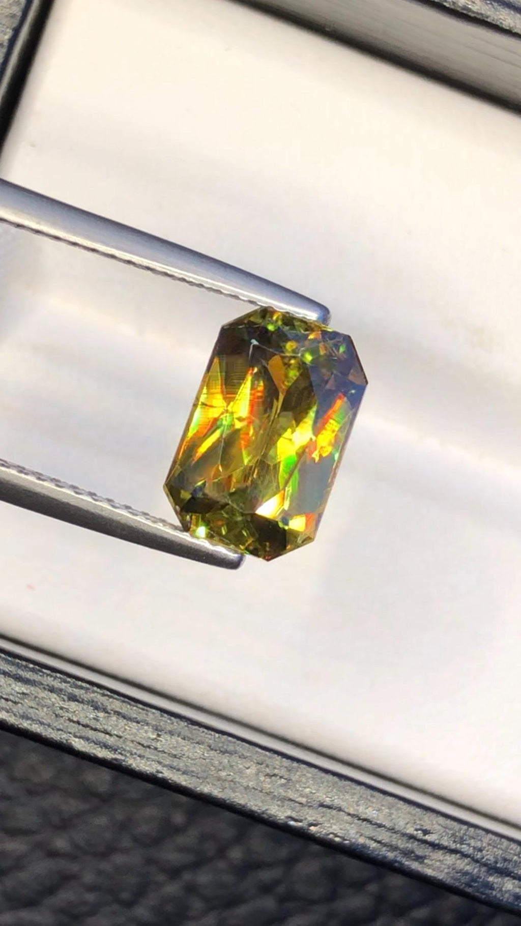Emerald Cut Sphene Gemstone: Rare Trichroic Titanite, 3.35 CT