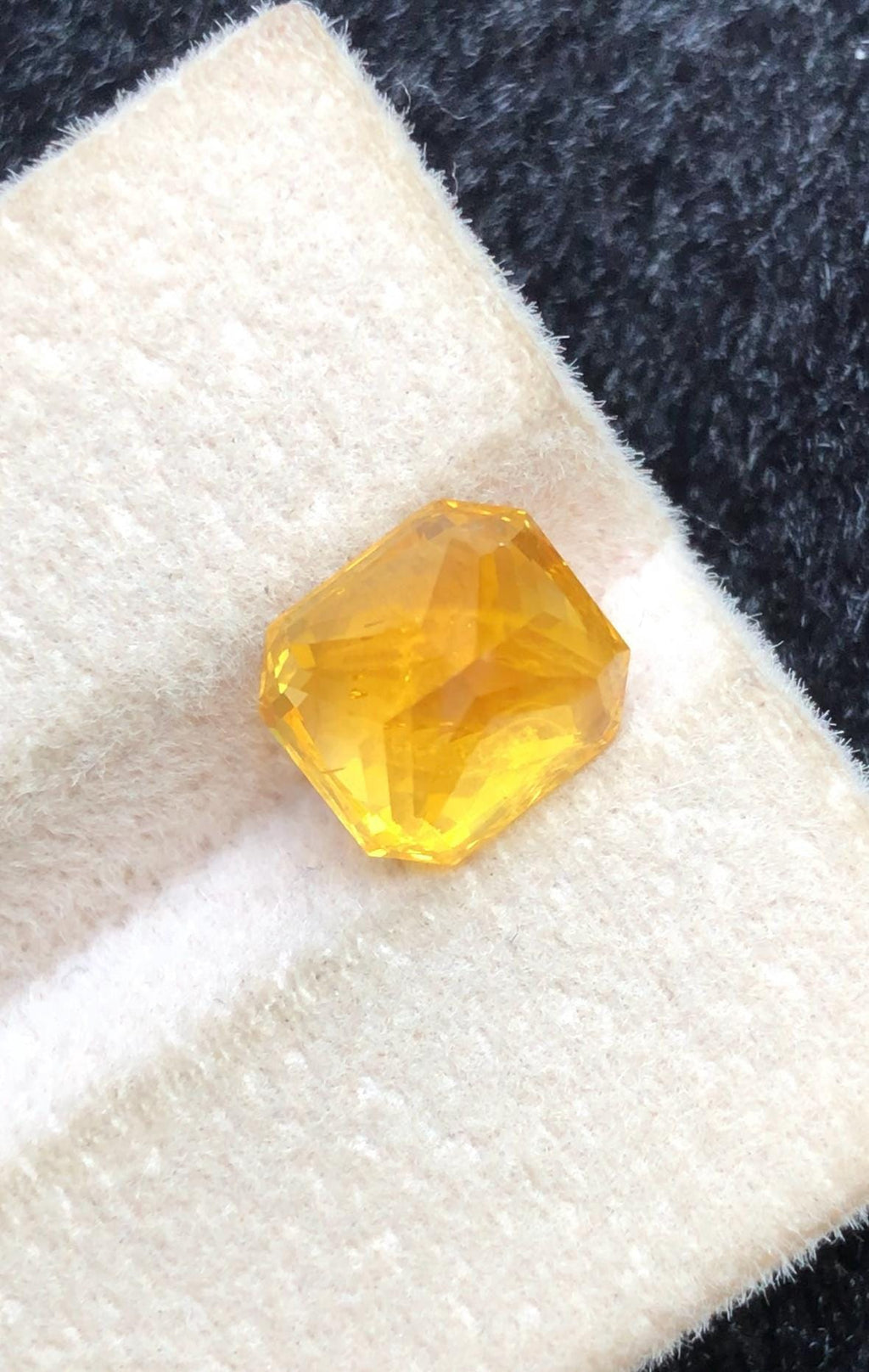 4.05 CT Yellow Sapphire Gemstone: Ascher Cut, Faceted Ring Stone