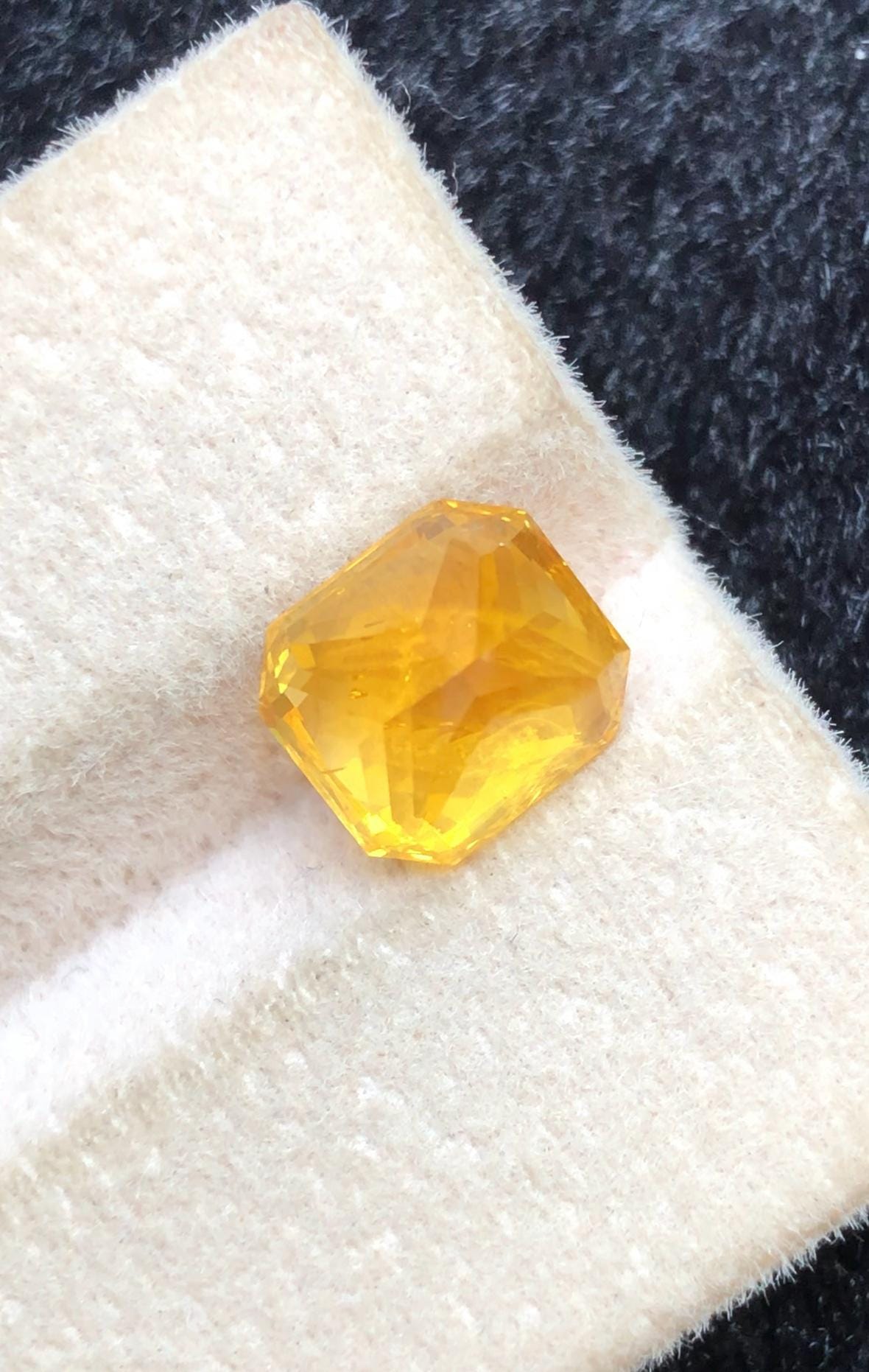 4.05 CT Yellow Sapphire Gemstone: Ascher Cut, Faceted Ring Stone