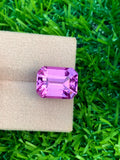 Deep Pink Kunzite Gemstone: 11.15 CT Emerald Cut, Afghanistan