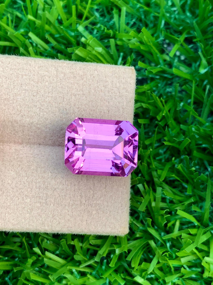 Deep Pink Kunzite Gemstone: 11.15 CT Emerald Cut, Afghanistan
