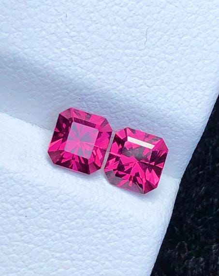 Malaya Garnet 1.50ct Pair Octagonal Radiant Cut Purple Pink Precision Matched Loose Gemstones