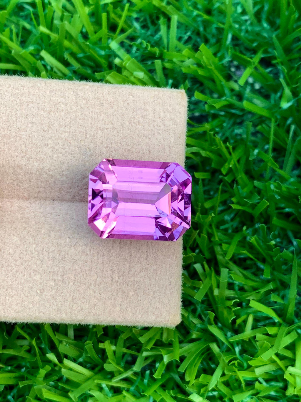 Deep Pink Kunzite Gemstone: 11.15 CT Emerald Cut, Afghanistan