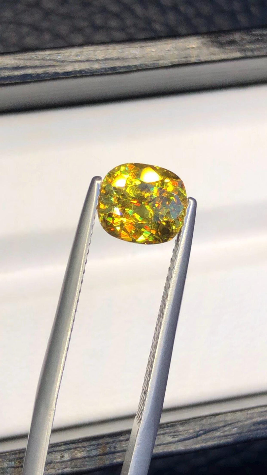2.05 CT Cushion Cut Sphene Gemstone: Yellow-Red Trichroism