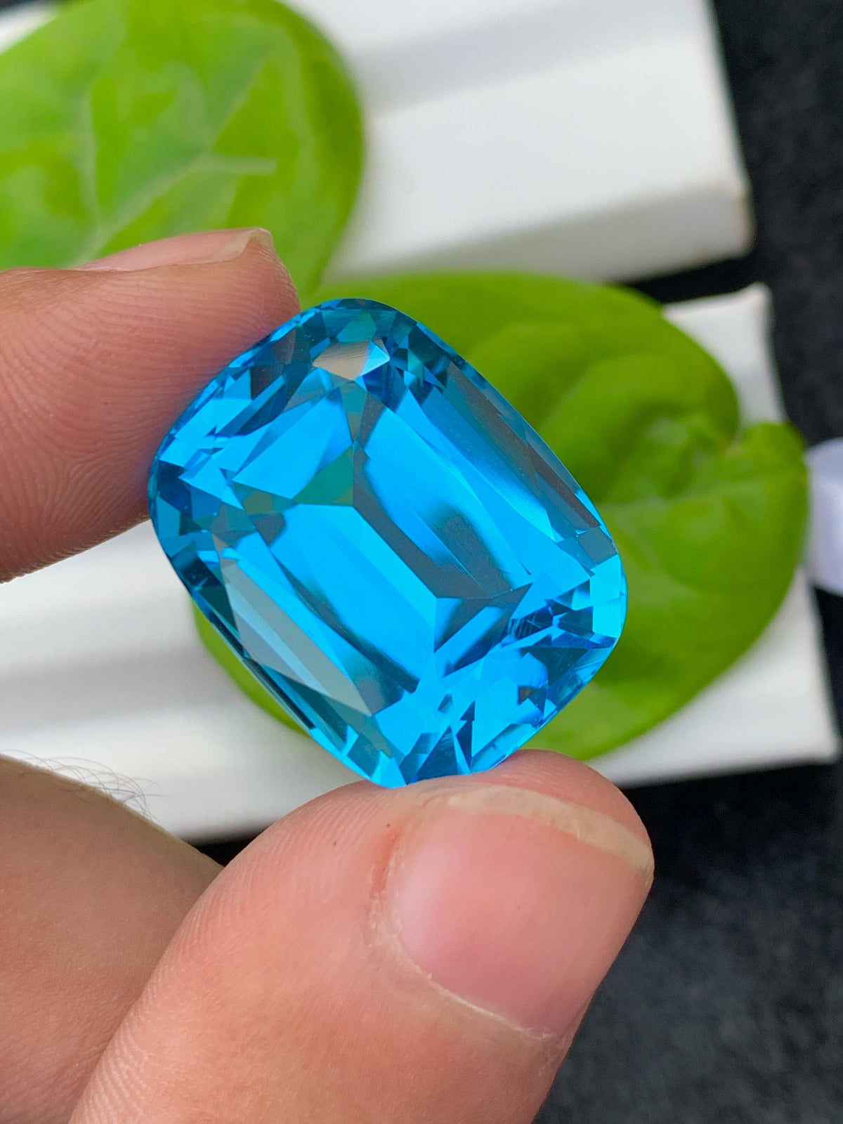 57.25 CT Swiss Blue Topaz Gemstone: Cushion Cut Jewelry Stone